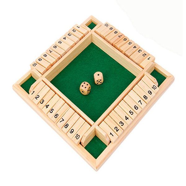4 sided large game shut the box game wooden board dice toy family traditional