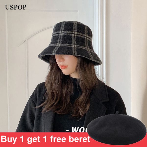 uspop new winter hats for women big plaid bucket hats thick wool bucket hats 201009, Blue;gray
uspop new winter hats for women big plaid bucket hats thick wool bucket hats 201009, Blue;gray