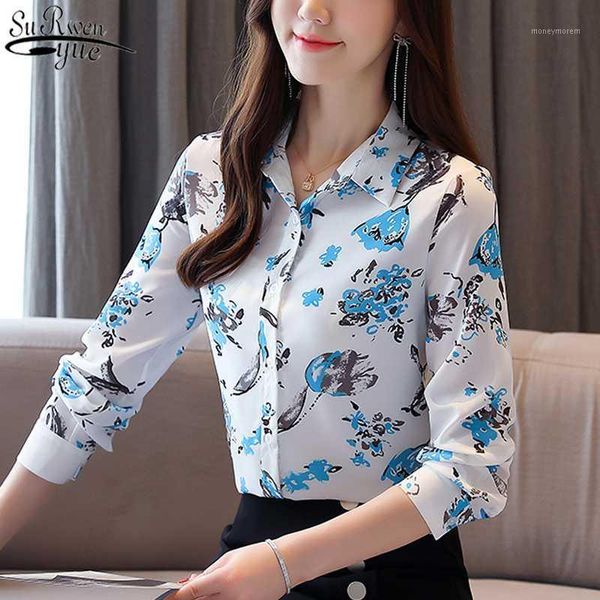 women's blouses & shirts autumn fashion slim style commuter shirt women's printed long sleeve floral single-breasted blouse women, White
women's blouses & shirts autumn fashion slim style commuter shirt women's printed long sleeve floral single-breasted blouse women, White