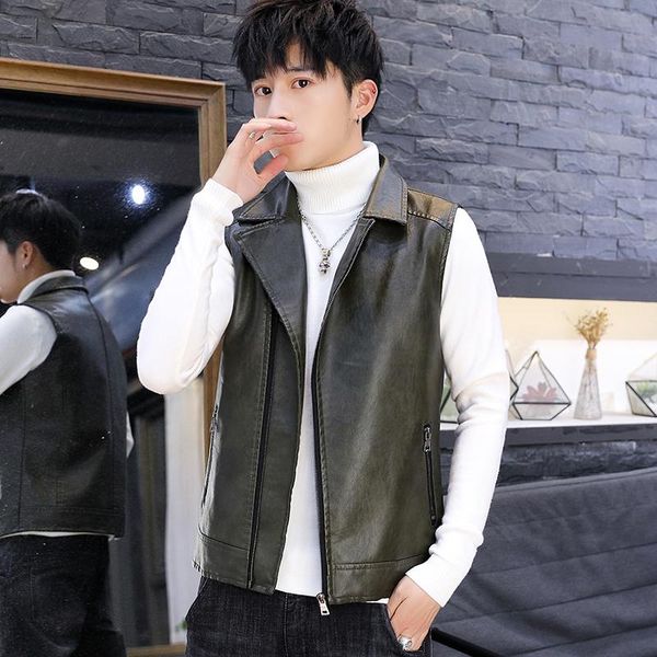 men's vests waistcoat and plush leather coat vest casual korean fashion slim handsome boys jacket without sleeves, Black;white
men's vests waistcoat and plush leather coat vest casual korean fashion slim handsome boys jacket without sleeves, Black;white