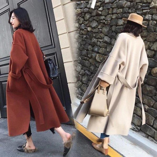 women's 2021 new autumn and winter mid length thickened double faced wool loose woolen coat, Black
women's 2021 new autumn and winter mid length thickened double faced wool loose woolen coat, Black