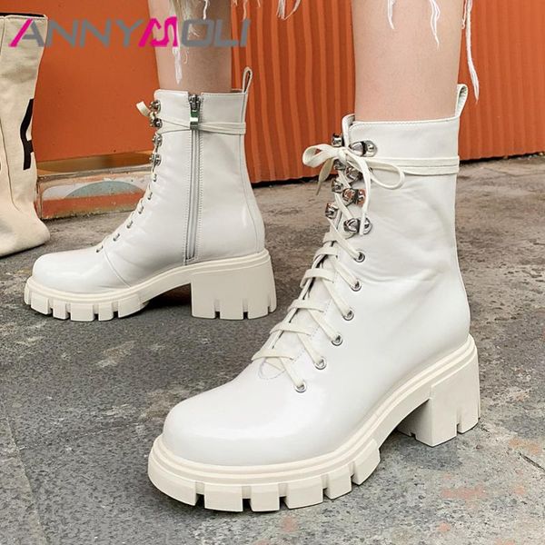 boots annymoli real leather platform short women shoes metal decoration high heel ankle zip lace up thick heels lady, Black
boots annymoli real leather platform short women shoes metal decoration high heel ankle zip lace up thick heels lady, Black