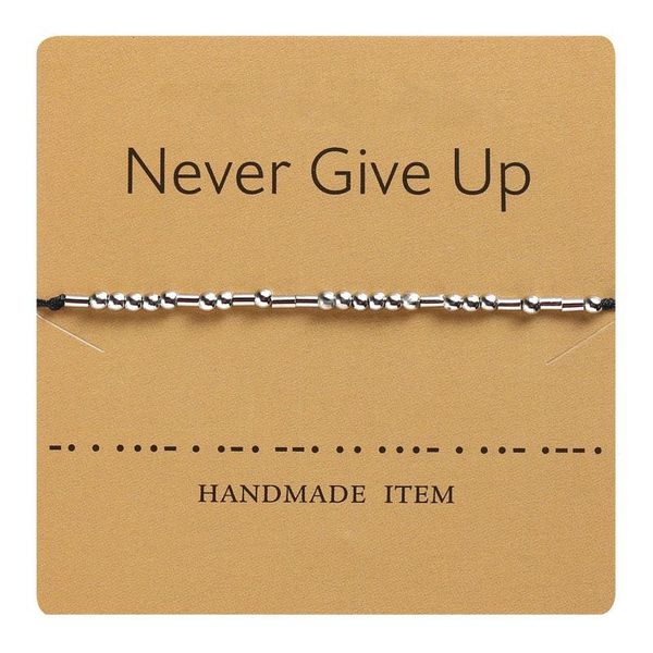 charm bracelets 1pc creative morse code adjustable black rope chain bracelet with never give up lettering cardboard jewelry gift for women, Golden;silver
charm bracelets 1pc creative morse code adjustable black rope chain bracelet with never give up lettering cardboard jewelry gift for women, Golden;silver