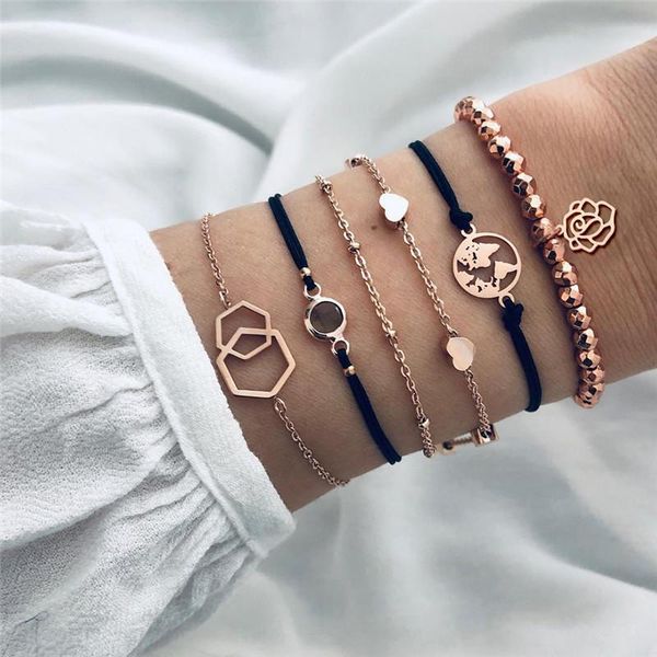 vagzeb 6 pcs/ set gold color geometric map heart bracelets set multilayer chain black stone bracelet for woman fashion jewelry
vagzeb 6 pcs/ set gold color geometric map heart bracelets set multilayer chain black stone bracelet for woman fashion jewelry