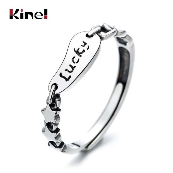 kinel s925 sterling silver ring jewelry street retro personality trend english letter rings opening adjustable men and women, Golden;silver
kinel s925 sterling silver ring jewelry street retro personality trend english letter rings opening adjustable men and women, Golden;silver
