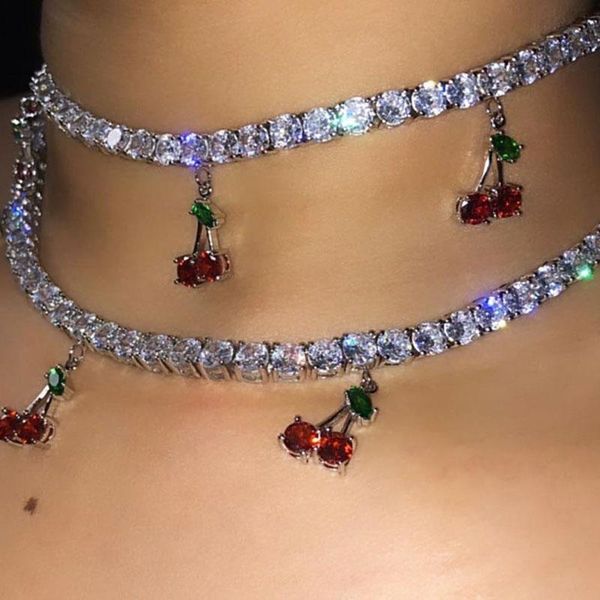 punk fashion simple cherry pendant crystal necklace for women nightclub bar creative jewelry accessories girlfriend gift, Silver
punk fashion simple cherry pendant crystal necklace for women nightclub bar creative jewelry accessories girlfriend gift, Silver
