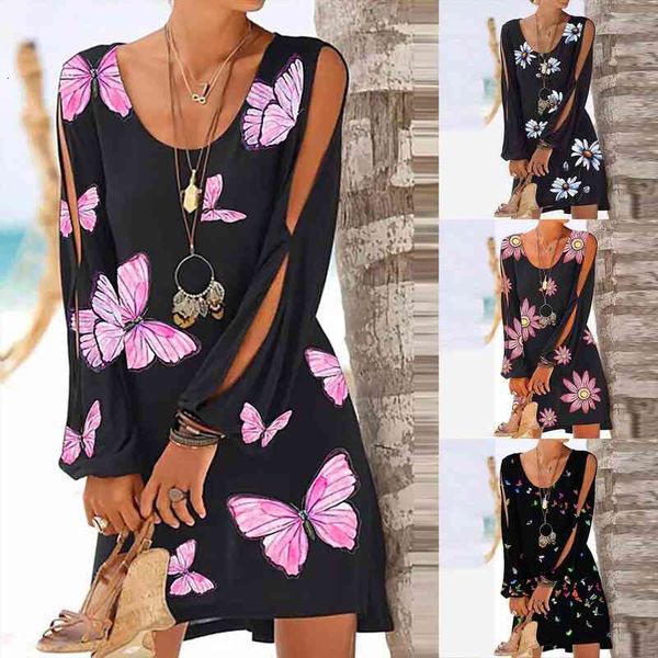 openwork long sleeve dress womens mini dress elegent butterfly print summer boho bech party loose dresses vestidos, Black;gray
openwork long sleeve dress womens mini dress elegent butterfly print summer boho bech party loose dresses vestidos, Black;gray