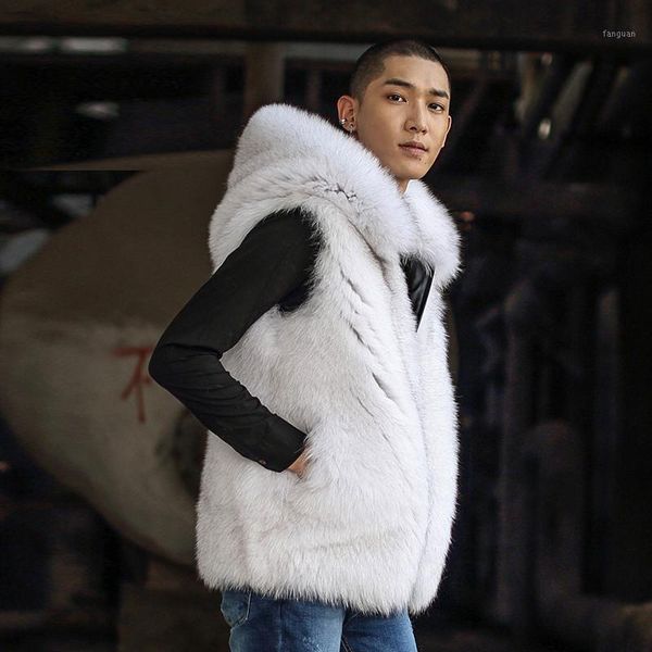 2020 new real fur vest men jacket with hood for male fashion winter natural full pelt fur coat thick warm outwear fm-0101, Black 
2020 new real fur vest men jacket with hood for male fashion winter natural full pelt fur coat thick warm outwear fm-0101, Black