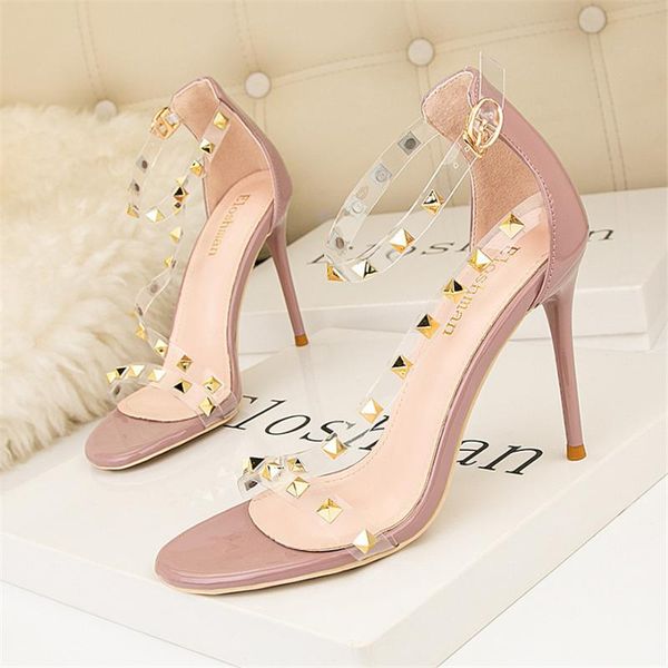 fashion rivets buckle transparent sandals women's open toe pu high heels shoes design ladies party open toe sandals size 41, Black
fashion rivets buckle transparent sandals women's open toe pu high heels shoes design ladies party open toe sandals size 41, Black