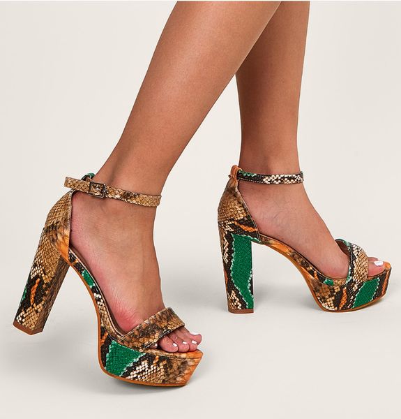 european and american new women's shoes thick high-heeled snake print open toe waterproof platform sandals mm59613, Black
european and american new women's shoes thick high-heeled snake print open toe waterproof platform sandals mm59613, Black