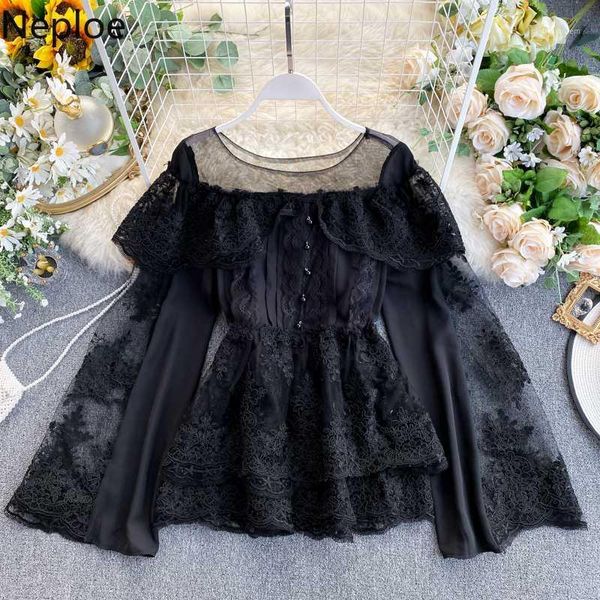 women's blouses & shirts neploe embroideried lace ruffle blouse retro mesh patchwork square collar puff long sleeve shirt 2021 spring s, White
women's blouses & shirts neploe embroideried lace ruffle blouse retro mesh patchwork square collar puff long sleeve shirt 2021 spring s, White