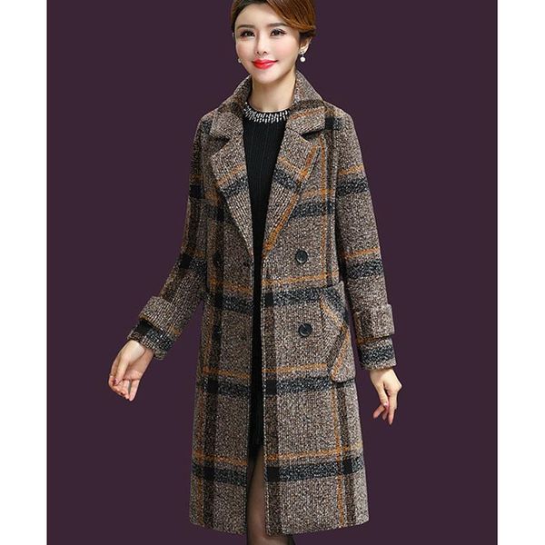 new autumn winter wool women plaid pockets blends office work double breasted long coats casual lady slim long sleeve jacket, Black
new autumn winter wool women plaid pockets blends office work double breasted long coats casual lady slim long sleeve jacket, Black