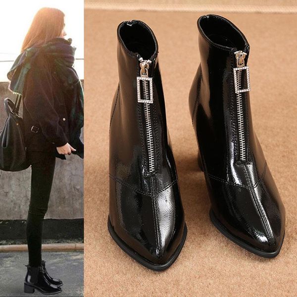 women's rubber boots booties ladies rock shoes woman winter footwear zipper boots-women low heels booties round toe, Black
women's rubber boots booties ladies rock shoes woman winter footwear zipper boots-women low heels booties round toe, Black