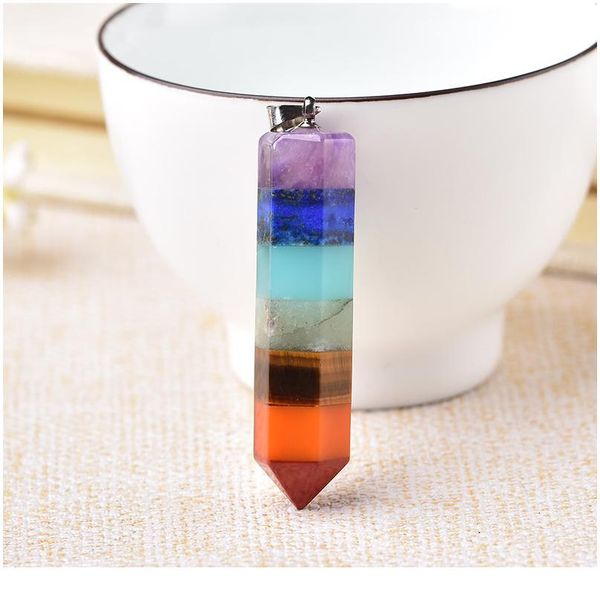 natural crystal pendant colourful necklace hexagonal pendulum seven chakras wicca mineral jewelry healing stone souve qylhot, Black
natural crystal pendant colourful necklace hexagonal pendulum seven chakras wicca mineral jewelry healing stone souve qylhot, Black