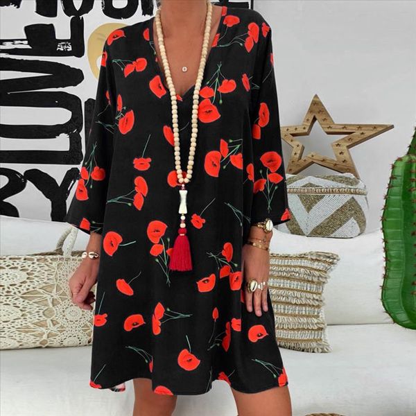womens summer dress loose print three quarter sleeve party mini dresses summer dress 2020 beach dresses vestidos de verano new, Black;gray
womens summer dress loose print three quarter sleeve party mini dresses summer dress 2020 beach dresses vestidos de verano new, Black;gray