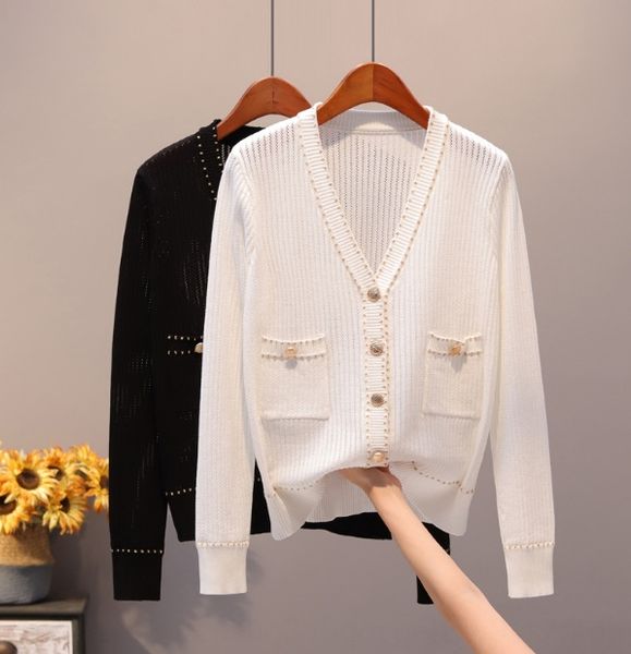 korean small fragrant style knitted cardigan women's coat sweater loose and hollow short style in autumn 2020 with thin sweater coat 0w, White;black
korean small fragrant style knitted cardigan women's coat sweater loose and hollow short style in autumn 2020 with thin sweater coat 0w, White;black