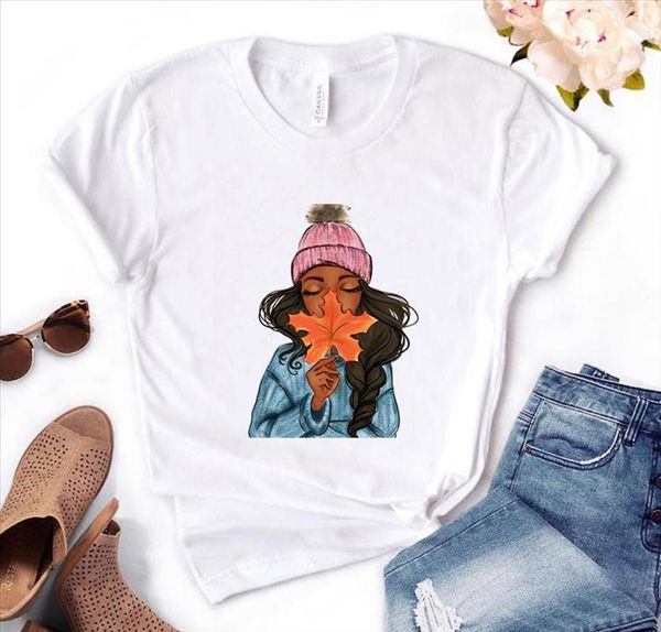 black girl with leaf print women tshirt cotton casual funny t shirt gift for lady yong girl tee, White
black girl with leaf print women tshirt cotton casual funny t shirt gift for lady yong girl tee, White