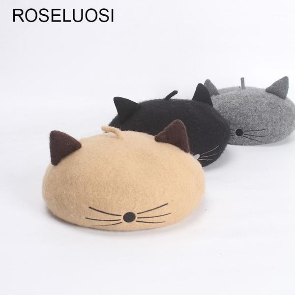 berets roseluosi autumn winter wool beret hats for women cute cat embroidery cap with ears boinas para mujer1, Blue;gray
berets roseluosi autumn winter wool beret hats for women cute cat embroidery cap with ears boinas para mujer1, Blue;gray