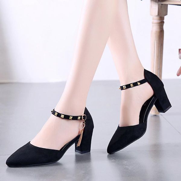 2020 new suede shallow pointed toe rivet high heels summer korean fashion thick heel buckle strap dress high heels pumps 35-43, Black
2020 new suede shallow pointed toe rivet high heels summer korean fashion thick heel buckle strap dress high heels pumps 35-43, Black