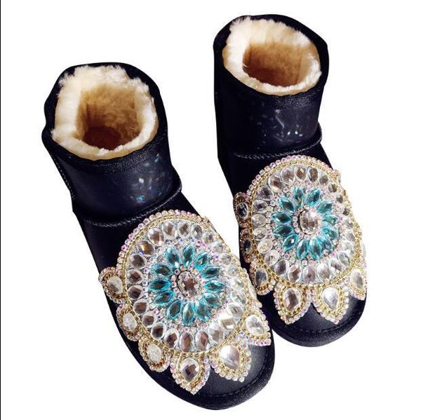 2020 rhinestone heavy industry flat bottom added glove tube ladies cotton snow boots ipl3, Black 
2020 rhinestone heavy industry flat bottom added glove tube ladies cotton snow boots ipl3, Black