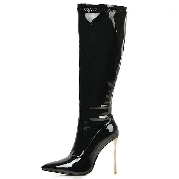 band fashion patent leather women knee high boots pointed toe boots thin high heel long autumn winter zipper shoes1, Black
band fashion patent leather women knee high boots pointed toe boots thin high heel long autumn winter zipper shoes1, Black
