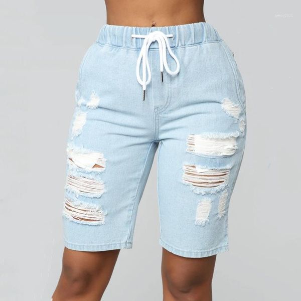 women's jeans women middle-waisted washed ripped hole knee length denim summer shorts feminino elastic waist1, Blue
women's jeans women middle-waisted washed ripped hole knee length denim summer shorts feminino elastic waist1, Blue