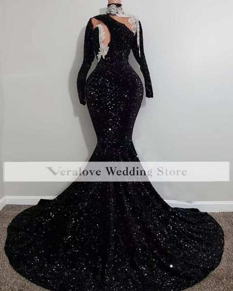 black mermaid prom dresses sparkly sequins long sleeves black girls african celebrity party evening gowns
black mermaid prom dresses sparkly sequins long sleeves black girls african celebrity party evening gowns