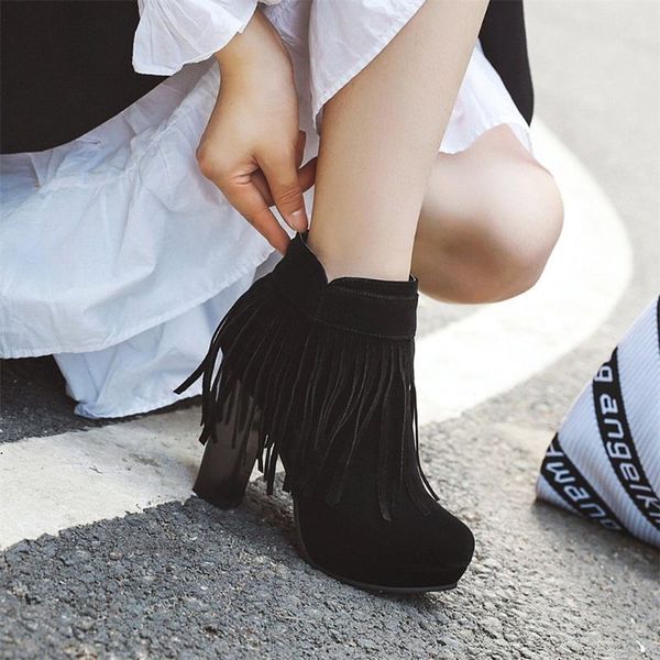 sagace fringe boots women large size 34-43 fashion ankle boots for women zipper womens high heel1, Black
sagace fringe boots women large size 34-43 fashion ankle boots for women zipper womens high heel1, Black