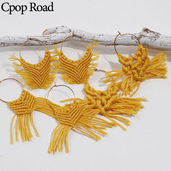 cpop ethnic macrame earring boho brown cotton thread weaving tassel earrings bridesmaid jewelry women accessories wholesale, Silver
cpop ethnic macrame earring boho brown cotton thread weaving tassel earrings bridesmaid jewelry women accessories wholesale, Silver