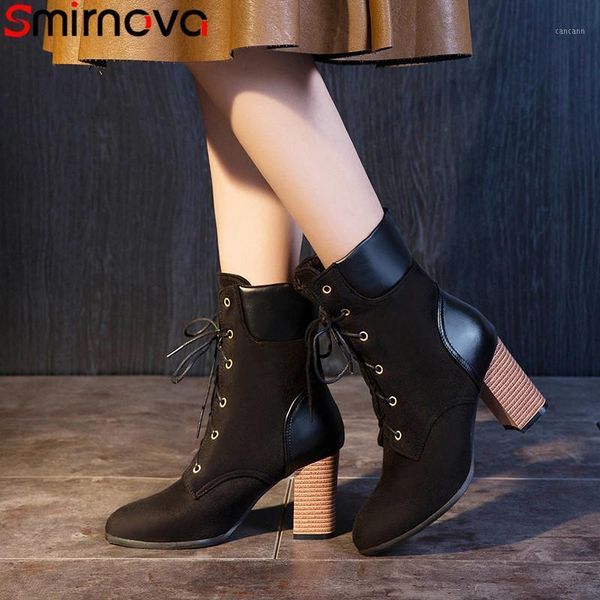 smirnova 2020 new ankle boots for women pointed toe lace up ladies prom shoes square high heels boots women autumn winter1, Black
smirnova 2020 new ankle boots for women pointed toe lace up ladies prom shoes square high heels boots women autumn winter1, Black