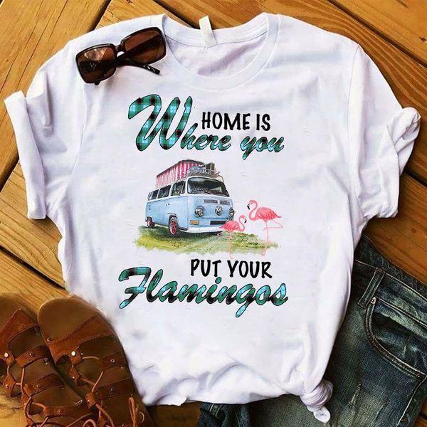 women lady t shirt home is where you put your flamingo printed tshirt ladies tee shirt women female clothes graphic t-shirt, White
women lady t shirt home is where you put your flamingo printed tshirt ladies tee shirt women female clothes graphic t-shirt, White