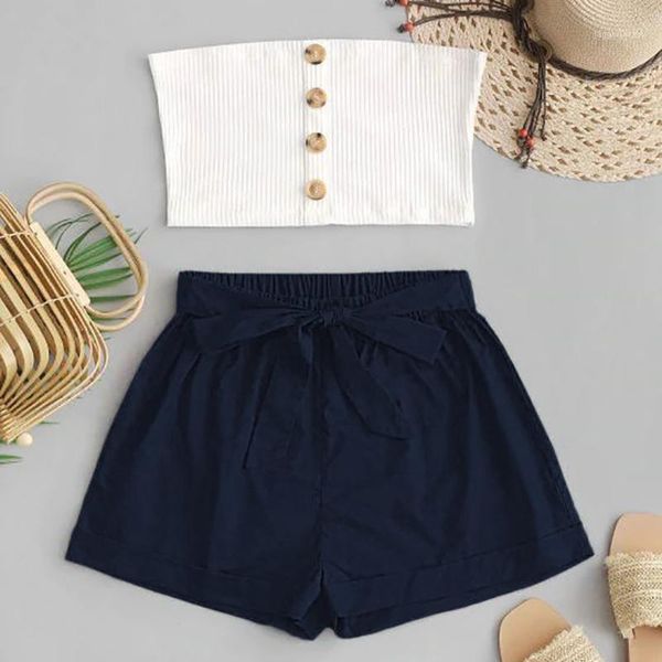 two piece dress 2021 summer women's tracksuit set solid leisure suit off shoulder button tube crop + shorts #31, White
two piece dress 2021 summer women's tracksuit set solid leisure suit off shoulder button tube crop + shorts #31, White