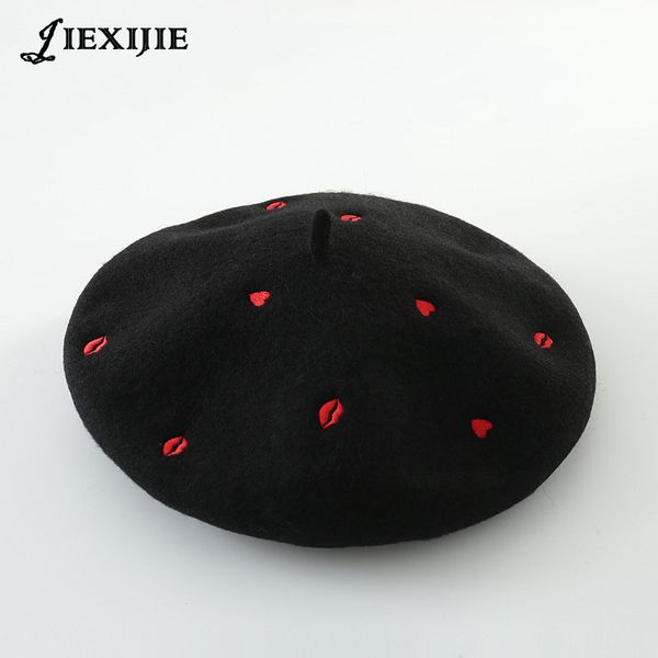 fashion winter 100% warm wool spring red heart embroidery lady beret hat for sweet girl gift autumn spring hats for women 201026, Blue;gray
fashion winter 100% warm wool spring red heart embroidery lady beret hat for sweet girl gift autumn spring hats for women 201026, Blue;gray