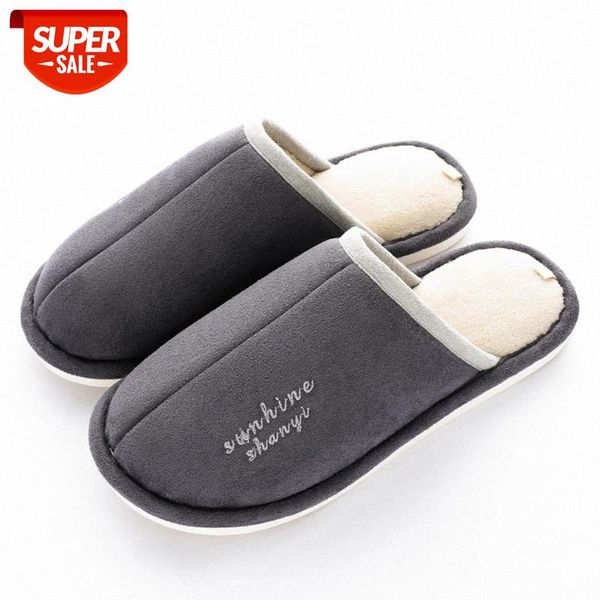 2020 men warm winter slippers short plush slippers non slip male indoor couple suede soft man shoes #cg53, Black