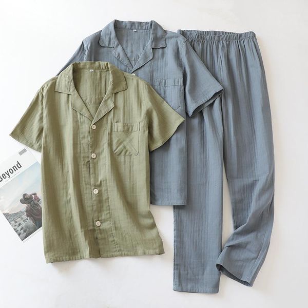 cardigan pajamas men's cotton gauze thin short-sleeved trousers casual luxury men clothing summer two-piece pijama set homewear1, Black;brown
cardigan pajamas men's cotton gauze thin short-sleeved trousers casual luxury men clothing summer two-piece pijama set homewear1, Black;brown