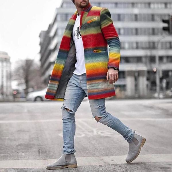 men's wool & blends men trench coat rainbow stripes slim single breasted turn-down collar long sleeve fall fashion mens lugentolo, Black
men's wool & blends men trench coat rainbow stripes slim single breasted turn-down collar long sleeve fall fashion mens lugentolo, Black