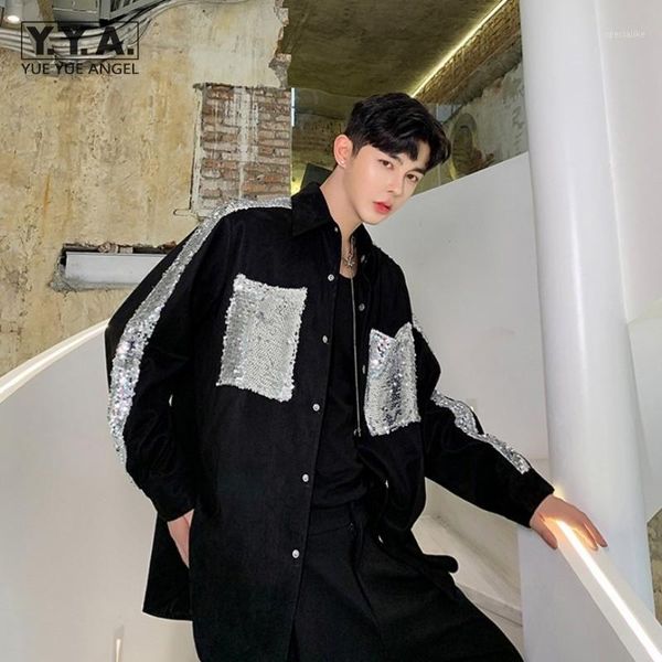 mens personality sequined nightclub shirts gothic patchwork loose fit long sleeve casual men black korea fashion men clothes1, White;black
mens personality sequined nightclub shirts gothic patchwork loose fit long sleeve casual men black korea fashion men clothes1, White;black