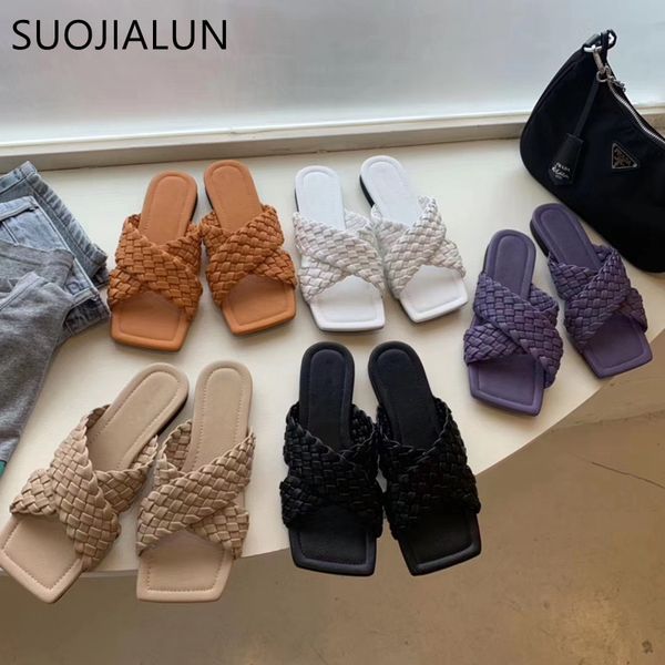 suojialun 2020 new square toe flats slipper brand design weave slides open toe summer ladies beach shoes outside lazy sandals x1020, Black
suojialun 2020 new square toe flats slipper brand design weave slides open toe summer ladies beach shoes outside lazy sandals x1020, Black
