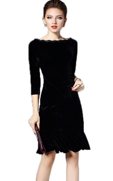 casual dresses womens velvet midi dress black 3/4 sleeve flounce boat neck mermaid 3fsz60039, Black;gray
casual dresses womens velvet midi dress black 3/4 sleeve flounce boat neck mermaid 3fsz60039, Black;gray