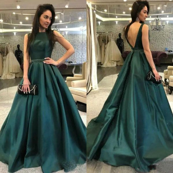setwell jewel neck a-line evening dresses sleeveless pleated satin beaded backless floor length prom party gowns, Black;red
setwell jewel neck a-line evening dresses sleeveless pleated satin beaded backless floor length prom party gowns, Black;red