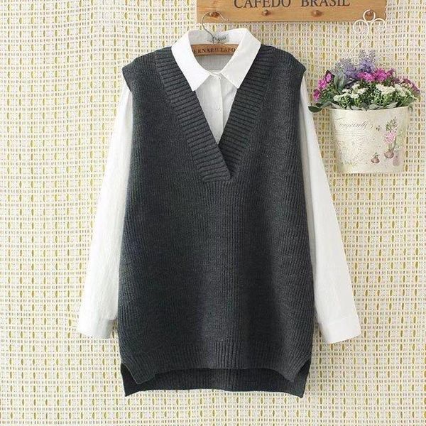 sleeveless solid color long pullovers female all match loose autumn preppy style knitted vest sweaters women elegant, Black;white
sleeveless solid color long pullovers female all match loose autumn preppy style knitted vest sweaters women elegant, Black;white