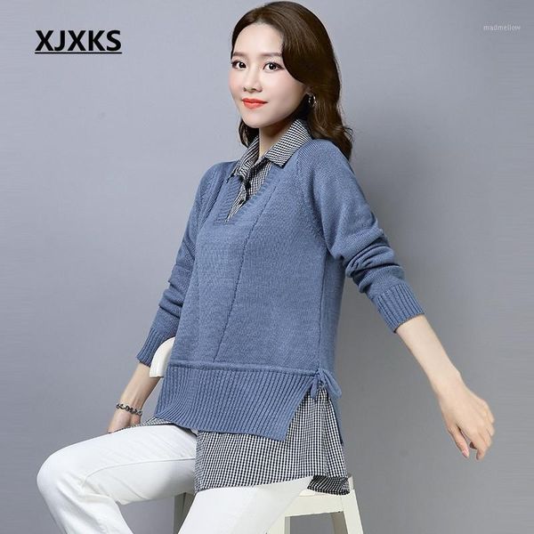 women's sweaters xjxks turn-down collar women fake two pieces sweater fashion brand design selling ladies pull femme jumper clothing1, White;black
women's sweaters xjxks turn-down collar women fake two pieces sweater fashion brand design selling ladies pull femme jumper clothing1, White;black