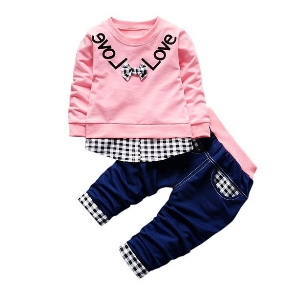 autumn baby boy clothes set children clothing sets products kids clothes baby boys girls t-shirts+pants 2pcs tracksuit 201127, White