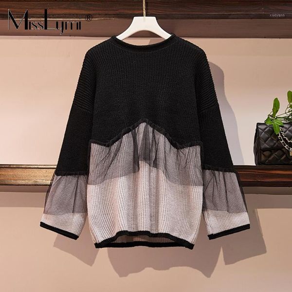 xl-4xl plus size women sweater winter 2020 fashion mesh ruffle patchwork long sleeve loose casual crocheted knitted pullover1, White;black
xl-4xl plus size women sweater winter 2020 fashion mesh ruffle patchwork long sleeve loose casual crocheted knitted pullover1, White;black
