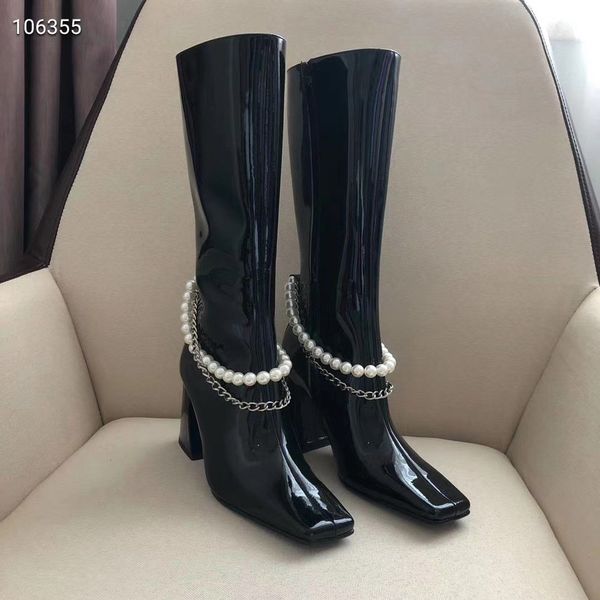 женщина черный лакированной кожи высокого блока каблуки pearl цепи длинные сапоги широкий теленок customized runway мода дамы колено высокие, Black
женщина черный лакированной кожи высокого блока каблуки pearl цепи длинные сапоги широкий теленок customized runway мода дамы колено высокие, Black