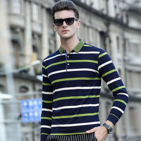 brand autumn men's polo shirt cotton long-sleeved stripe casual lapel for male kg-717, White;black
brand autumn men's polo shirt cotton long-sleeved stripe casual lapel for male kg-717, White;black
