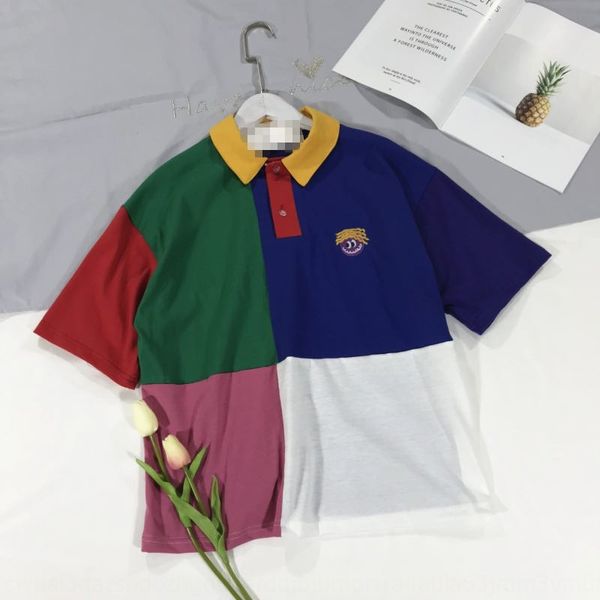 collegiate casual t-shirt embroidery full body color matching collar color matching lapel head embroidery short sleeve t-shirt njng5, White
collegiate casual t-shirt embroidery full body color matching collar color matching lapel head embroidery short sleeve t-shirt njng5, White