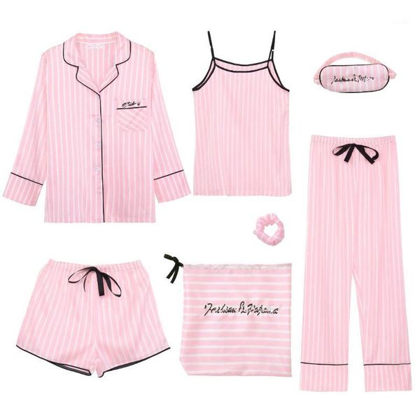 women print long sleeve pajama set short pants and sleepwear 7 pieces striped cozy cute nightwear home clothes1, Black;red
women print long sleeve pajama set short pants and sleepwear 7 pieces striped cozy cute nightwear home clothes1, Black;red