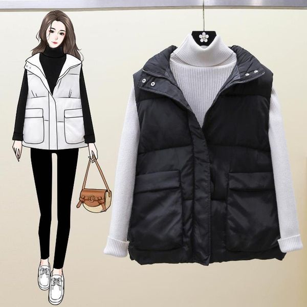 2021 spring loose vest women fashion lapel cotton jacket female harajuku sleeveless tank waistcoat1, Black;white
2021 spring loose vest women fashion lapel cotton jacket female harajuku sleeveless tank waistcoat1, Black;white