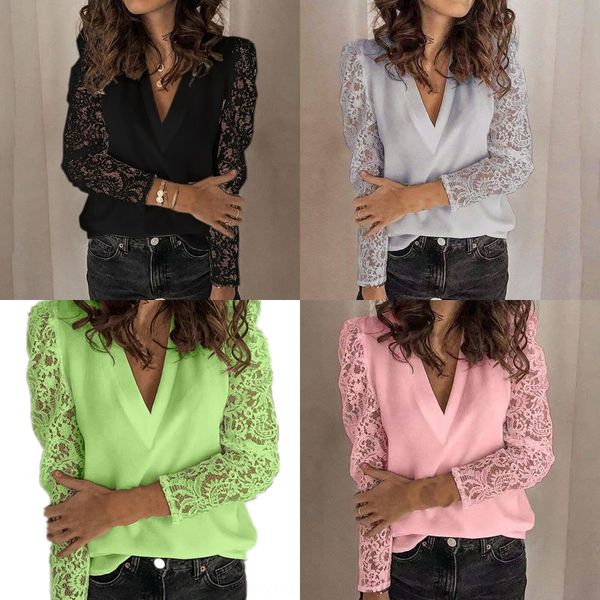 2020 new style splicing long sleeve slim bottoming shirtshirt for women 2020 new style splicing lace long sleeve slim bottoming lace shirtsh, White 
2020 new style splicing long sleeve slim bottoming shirtshirt for women 2020 new style splicing lace long sleeve slim bottoming lace shirtsh, White